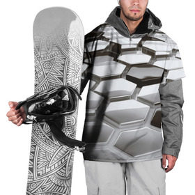 Накидка на куртку 3D с принтом МЕТАЛЛИЧЕСКИЕ СОТЫ в Кировске, 100% полиэстер |  | abstract | abstraction | comb | texture | абстракция | бронь | соты | стальные соты | текстуры
