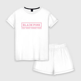 Женская пижама с шортиками хлопок с принтом BlackPink в Кировске, 100% хлопок | футболка прямого кроя, шорты свободные с широкой мягкой резинкой | blackpink | k pop | блэк пинк