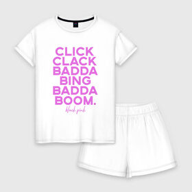 Женская пижама с шортиками хлопок с принтом BLACKPINK в Кировске, 100% хлопок | футболка прямого кроя, шорты свободные с широкой мягкой резинкой | blackpink | k pop | блэк пинк