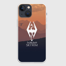 Чехол для iPhone 13 mini с принтом THE ELDER SCROLLS SKYRIM | TES 5 в Кировске,  |  | Тематика изображения на принте: dovahkiin | dragonborn | fus ro dah | royal play | rpg | skyrim | tes | tes online | the elder scrolls | война | докавин | компьютерные игры | рпг