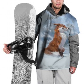 Накидка на куртку 3D с принтом Гордый лис в Кировске, 100% полиэстер |  | белый | зима | лес | лис | лиса | мех | оранжевый | охотник | природа | снег | хитрый