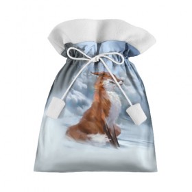 Подарочный 3D мешок с принтом Гордый лис в Кировске, 100% полиэстер | Размер: 29*39 см | белый | зима | лес | лис | лиса | мех | оранжевый | охотник | природа | снег | хитрый