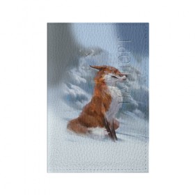 Обложка для паспорта матовая кожа с принтом Гордый лис в Кировске, натуральная матовая кожа | размер 19,3 х 13,7 см; прозрачные пластиковые крепления | белый | зима | лес | лис | лиса | мех | оранжевый | охотник | природа | снег | хитрый