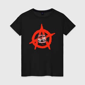 Женская футболка хлопок с принтом Монгол Шуудан в Кировске, 100% хлопок | прямой крой, круглый вырез горловины, длина до линии бедер, слегка спущенное плечо | монгол шуудан анархия анархо рок рок панк