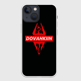 Чехол для iPhone 13 mini с принтом THE ELDER SCROLLS в Кировске,  |  | Тематика изображения на принте: dovahkiin | dragonborn | fus ro dah | royal play | rpg | skyrim | tes | tes online | the elder scrolls | война | докавин | компьютерные игры | рпг