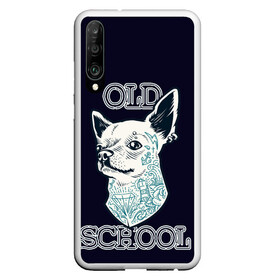 Чехол для Honor P30 с принтом Old school Chihuahua в Кировске, Силикон | Область печати: задняя сторона чехла, без боковых панелей | chihuahua | dog | old school | tattoo | олдскул | собака | тату | чихуахуа