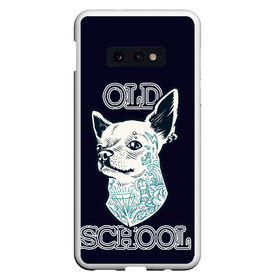 Чехол для Samsung S10E с принтом Old school Chihuahua в Кировске, Силикон | Область печати: задняя сторона чехла, без боковых панелей | Тематика изображения на принте: chihuahua | dog | old school | tattoo | олдскул | собака | тату | чихуахуа