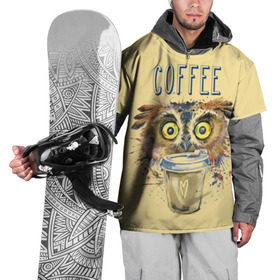 Накидка на куртку 3D с принтом Сова и кофе в Кировске, 100% полиэстер |  | coffee | food | love | owl | кофе | сова