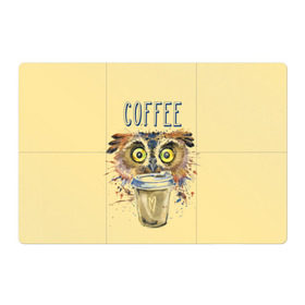 Магнитный плакат 3Х2 с принтом Сова и кофе в Кировске, Полимерный материал с магнитным слоем | 6 деталей размером 9*9 см | Тематика изображения на принте: coffee | food | love | owl | кофе | сова