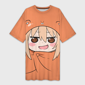 Платье-футболка 3D с принтом Умару Дома в Кировске,  |  | himouto umaru chan | himouto umaruchan | komaru | my two faced little sister | tanukichi | u.m.r. | umaru doma | двуличная сестрёнка умару | умару дома