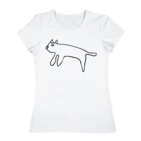 Женская футболка хлопок с принтом Кот маминой подруги в Кировске, 100% хлопок | прямой крой, круглый вырез горловины, длина до линии бедер, слегка спущенное плечо | кот | котик | мем | прикол | рисунок