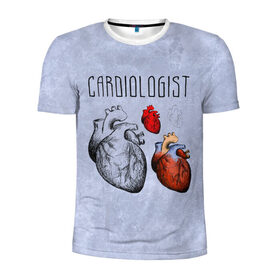 Мужская футболка 3D спортивная с принтом кардиолог в Кировске, 100% полиэстер с улучшенными характеристиками | приталенный силуэт, круглая горловина, широкие плечи, сужается к линии бедра | 