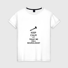 Женская футболка хлопок с принтом невролог в Кировске, 100% хлопок | прямой крой, круглый вырез горловины, длина до линии бедер, слегка спущенное плечо | 
