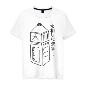 Мужская футболка хлопок с принтом bottle в Кировске, 100% хлопок | прямой крой, круглый вырез горловины, длина до линии бедер, слегка спущенное плечо. | japan | tumbler | япония