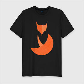 Мужская футболка премиум с принтом FOX в Кировске, 92% хлопок, 8% лайкра | приталенный силуэт, круглый вырез ворота, длина до линии бедра, короткий рукав | fox | геометрия | животное | круги | лапы | лис | лиса | минимализм | хвост