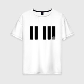 Женская футболка хлопок Oversize с принтом Отпечаток на клавише в Кировске, 100% хлопок | свободный крой, круглый ворот, спущенный рукав, длина до линии бедер
 | геометрия | клавиша | минимализм | отпечаток | палец | пианино | синтезатор