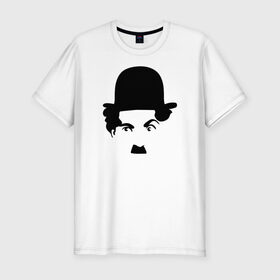 Мужская футболка хлопок Slim с принтом Чарли Чаплин в Кировске, 92% хлопок, 8% лайкра | приталенный силуэт, круглый вырез ворота, длина до линии бедра, короткий рукав | глаза. котелок | знаменитость | известность | лицо | минимализм | портрет | чаплин | чарли