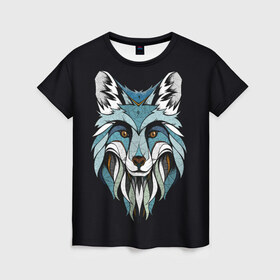 Женская футболка 3D с принтом Лис в Кировске, 100% полиэфир ( синтетическое хлопкоподобное полотно) | прямой крой, круглый вырез горловины, длина до линии бедер | blue | fox | foxes | hipster | арт | лис | лиса | лисица | лисицы | лисы | синий | хвост | хипстер