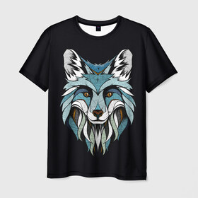 Мужская футболка 3D с принтом Лис в Кировске, 100% полиэфир | прямой крой, круглый вырез горловины, длина до линии бедер | blue | fox | foxes | hipster | арт | лис | лиса | лисица | лисицы | лисы | синий | хвост | хипстер
