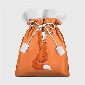 Подарочный 3D мешок с принтом Барышня Лиса в Кировске, 100% полиэстер | Размер: 29*39 см | Тематика изображения на принте: fox | foxes | girl | hoody | барышня | девочка | девушка | женщина | лис | лиса | лисица | лисицы | лисой | лисы | оранжевый | толстовка | худи