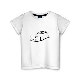 Детская футболка хлопок с принтом RX7 в Кировске, 100% хлопок | круглый вырез горловины, полуприлегающий силуэт, длина до линии бедер | car | mazda | rx7 | автомобиль | мазда | машина | минимализм | спорткар | тени