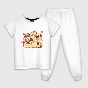 Детская пижама хлопок с принтом Мопс-кучка в Кировске, 100% хлопок |  брюки и футболка прямого кроя, без карманов, на брюках мягкая резинка на поясе и по низу штанин
 | Тематика изображения на принте: pug | мопс