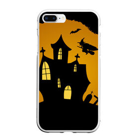Чехол для iPhone 7Plus/8 Plus матовый с принтом Страшный домик в Кировске, Силикон | Область печати: задняя сторона чехла, без боковых панелей | halloween | ведьма | замок | кладбище | кресты | луна | могилы | мышь | надгробья | ночь | призрак | страшно | хэллоуин