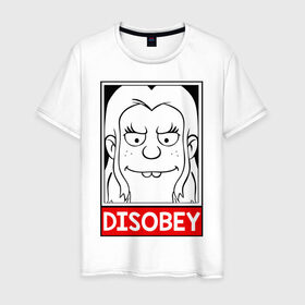 Мужская футболка хлопок с принтом Disobey в Кировске, 100% хлопок | прямой крой, круглый вырез горловины, длина до линии бедер, слегка спущенное плечо. | disenchantment | elfo | мэтт гроунинг | разочарование | тролль | элфо | эльф