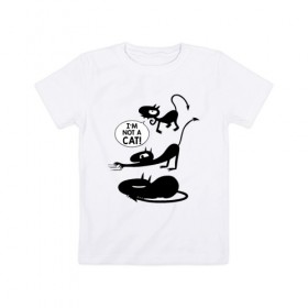 Детская футболка хлопок с принтом Not a CAT! в Кировске, 100% хлопок | круглый вырез горловины, полуприлегающий силуэт, длина до линии бедер | disenchantment | luci | кот | люси | мэтт гроунинг | разочарование | тролль | эльф
