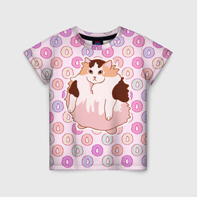 Детская футболка 3D с принтом Loops в Кировске, 100% гипоаллергенный полиэфир | прямой крой, круглый вырез горловины, длина до линии бедер, чуть спущенное плечо, ткань немного тянется | cat | fat | internet | loops | meme | интернет | кот | лупс | мем