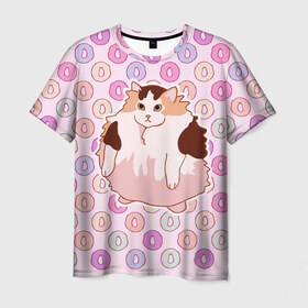 Мужская футболка 3D с принтом Loops в Кировске, 100% полиэфир | прямой крой, круглый вырез горловины, длина до линии бедер | cat | fat | internet | loops | meme | интернет | кот | лупс | мем
