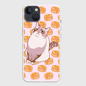 Чехол для iPhone 13 с принтом Блины в Кировске,  |  | cat | fat | internet | meme | pancakes | блины | интернет | кот | лупс | мем