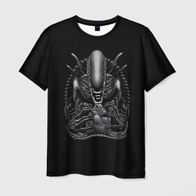 Мужская футболка 3D с принтом Чужой и Его Прелесть в Кировске, 100% полиэфир | прямой крой, круглый вырез горловины, длина до линии бедер | alien | aliens | horror | predator | ufo | инопланетяне | инопланетянин | нло | пришелец | пришельцы | ужасы | фантастика | хищник | чужой