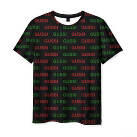 Мужская футболка 3D с принтом GUSSI в Кировске, 100% полиэфир | прямой крой, круглый вырез горловины, длина до линии бедер | anti brend | gussi | trend | антибренд | гуси | мода | надписи | тренд