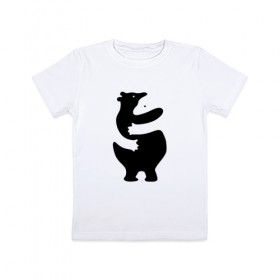 Детская футболка хлопок с принтом Мишки-Обнимашки в Кировске, 100% хлопок | круглый вырез горловины, полуприлегающий силуэт, длина до линии бедер | bear | лапочка | медведи | милота | мимими | мишка