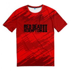 Мужская футболка 3D с принтом RED DEAD REDEMPTION 2 в Кировске, 100% полиэфир | прямой крой, круглый вырез горловины, длина до линии бедер | Тематика изображения на принте: gamer | gun | logo | play | player | rdr2 | red dead redemption 2 | rockstar | western | вестерн | ковбои | компьютерные игры 2019 | криминал | лого | рокстар