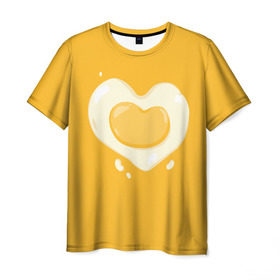 Мужская футболка 3D с принтом Яичница Сердечко в Кировске, 100% полиэфир | прямой крой, круглый вырез горловины, длина до линии бедер | eggs | food | heart | love | white | yellow | белок | всмятку | еда | желток | любовь | сердечко | сердце | яичница | яйца
