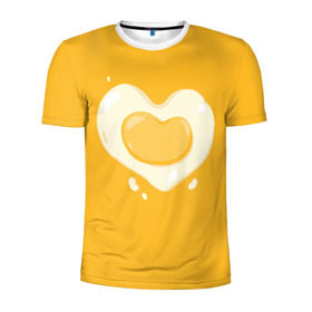 Мужская футболка 3D спортивная с принтом Яичница Сердечко в Кировске, 100% полиэстер с улучшенными характеристиками | приталенный силуэт, круглая горловина, широкие плечи, сужается к линии бедра | eggs | food | heart | love | white | yellow | белок | всмятку | еда | желток | любовь | сердечко | сердце | яичница | яйца
