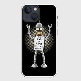Чехол для iPhone 13 mini с принтом Kill All Humans в Кировске,  |  | all | bender | futurama | humans | kill | бендер | близок | всех | конец | людей | футурама
