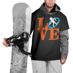 Накидка на куртку 3D с принтом Love Portal в Кировске, 100% полиэстер |  | Тематика изображения на принте: aperture labs | люблю | портал
