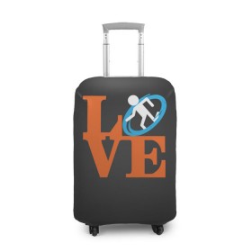 Чехол для чемодана 3D с принтом Love Portal в Кировске, 86% полиэфир, 14% спандекс | двустороннее нанесение принта, прорези для ручек и колес | aperture labs | люблю | портал