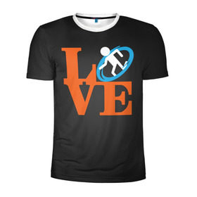 Мужская футболка 3D спортивная с принтом Love Portal в Кировске, 100% полиэстер с улучшенными характеристиками | приталенный силуэт, круглая горловина, широкие плечи, сужается к линии бедра | aperture labs | люблю | портал