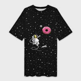 Платье-футболка 3D с принтом Homer Spaceman в Кировске,  |  | bart | beer | dunt | family | homer | lisa | maggie | marge | simpson | simpsons | space | sprihgfield | star | thesimpsons | барт | гомер | лиза | мардж | мегги | семья | симпсоны | спрингфилд