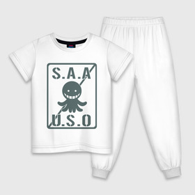 Детская пижама хлопок с принтом Ansatsu Kyoushitsu S.A.A.U.S.O в Кировске, 100% хлопок |  брюки и футболка прямого кроя, без карманов, на брюках мягкая резинка на поясе и по низу штанин
 | koro sensei | коро сэнсэй