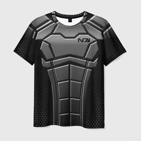 Мужская футболка 3D с принтом КОСТЮМ N7 в Кировске, 100% полиэфир | прямой крой, круглый вырез горловины, длина до линии бедер | n7 | броня | костюм | масс эффект | н7 | стальная броня | шепард