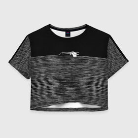 Женская футболка Cropp-top с принтом Noodle в Кировске, 100% полиэстер | круглая горловина, длина футболки до линии талии, рукава с отворотами | вязание | еда | китайская | лапша | палочки | полоска | суши | япония