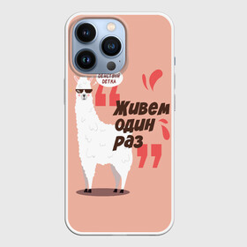 Чехол для iPhone 13 Pro с принтом Действуй детка в Кировске,  |  | Тематика изображения на принте: альпака | детка | животное | лама | лозунг | розовый
