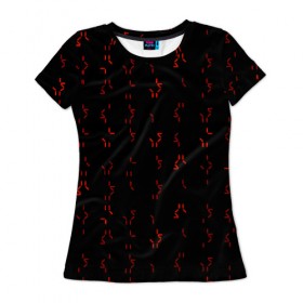 Женская футболка 3D с принтом Алфавит хищников в Кировске, 100% полиэфир ( синтетическое хлопкоподобное полотно) | прямой крой, круглый вырез горловины, длина до линии бедер | prediator | алфавит | инопланетяне | код | опасность | пришельцы | символы | фильм | хищник