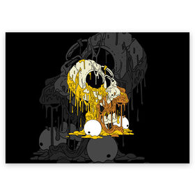 Поздравительная открытка с принтом Simpsons Halloween в Кировске, 100% бумага | плотность бумаги 280 г/м2, матовая, на обратной стороне линовка и место для марки
 | аниме | брызги | вымышленный | высший | голова | жидкий | зомби | ирландия | капли | кости | крутой | мертвец | мода | молодёжный | мультфильм | персонаж | подарок | праздник | сериал | симпсоны | скелет