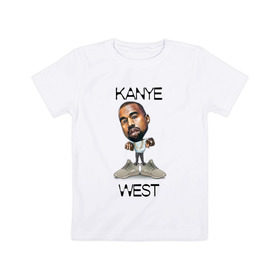 Детская футболка хлопок с принтом Kanye West в Кировске, 100% хлопок | круглый вырез горловины, полуприлегающий силуэт, длина до линии бедер | kanye west | music | rap | yeezus | кэнье | музыка | рэп